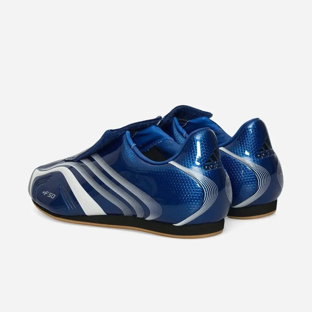 ADIDAS WOMEN'S 6 F50 TAEKWONDO ROYAL BLUE WHITE PATENT LEATHER JS1046